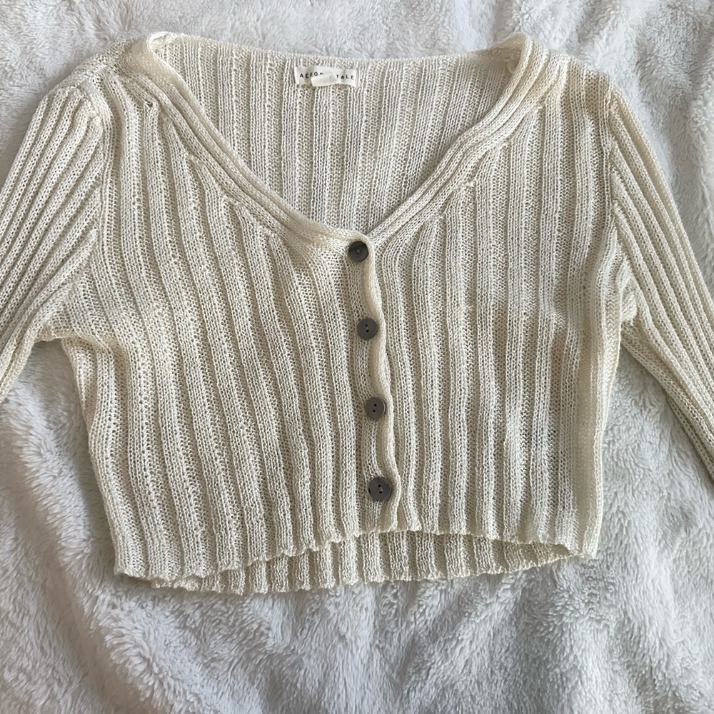 Aeropostale Cropped Button Down Sweater